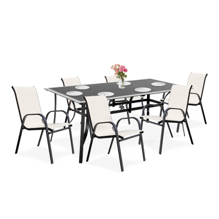 Produse temporar indisponibile - Mirpol Set de mobilier de grădină Markadia 6 în 1 cu cadru metalic