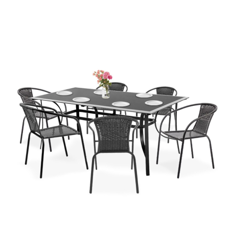 Produse temporar indisponibile - Mirpol Set de mobilier de grădină Merkules 6 în 1 cu cadru metalic