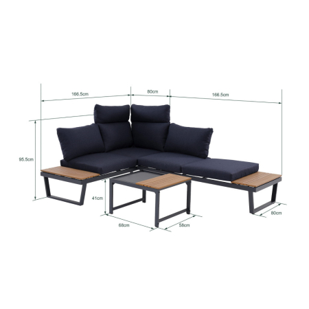 Mirpol Set de mobilier de grădină NUVIO cu perne albastru închis [1]