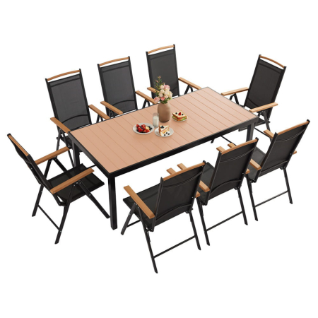 Mobilier grădină - Mirpol Set mobilier de grădină IZZY cu 8 locuri, blat maro