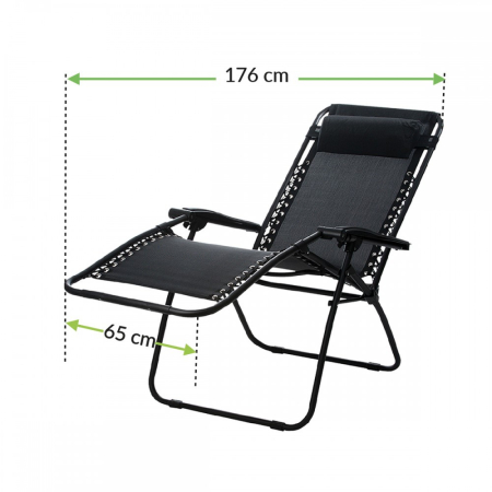 Mirpol Șezlong pliabil de lux negru [3]