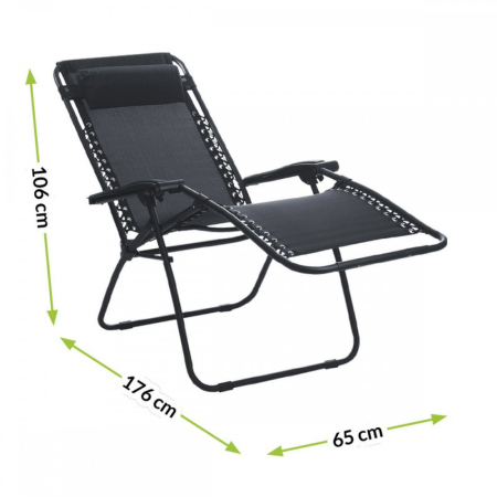 Mirpol Șezlong pliabil Deluxe din grafit [3]