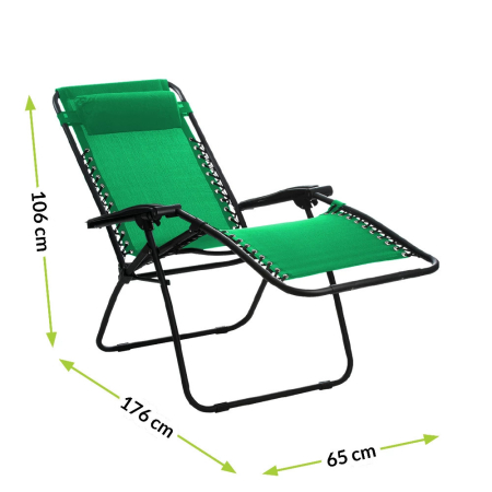 Mirpol Șezlong pliabil Deluxe verde cu pernă [3]