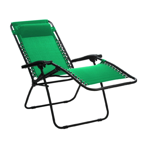 Șezlong - Mirpol Șezlong pliabil Deluxe verde cu pernă