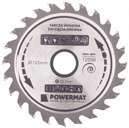 Powermat Lamă de ferăstrău 125x22.2 24z TDD-125x22.2x24Z [5]