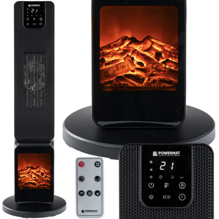 Încălzitor electric - Powermat Șemineu electric cu coloană și radiator PM-GKL-3500DLK