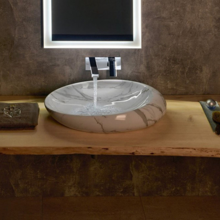 Sapho DALMA chiuvetă ceramică, 68x44x16,5cm, marmură albă [4]