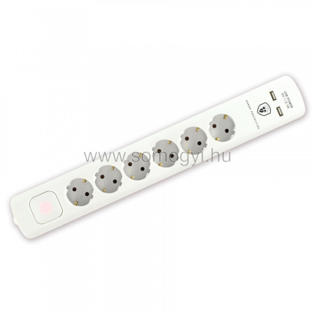 Produse temporar indisponibile - Somogyi Elektronic Cutie de distribuție protejată împotriva supratensiunilor, 6 prize, USB