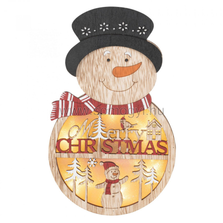 Produse temporar indisponibile - Somogyi Elektronic Decor din lemn pentru ferestre și uși, om de zăpadă, LED alb cald
