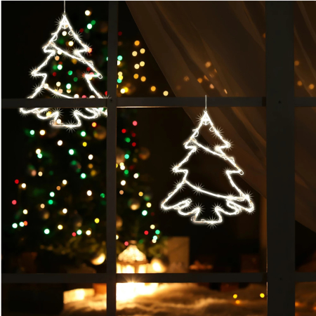 Somogyi Elektronic Decorațiuni LED pentru ferestre, lemn de pin, funcționează cu baterii [1]