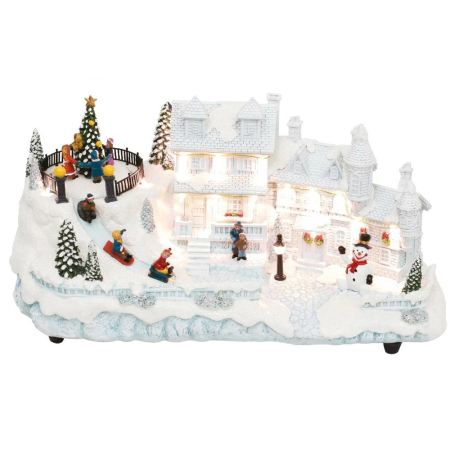 Produse temporar indisponibile - Somogyi Elektronic Diorama casă albă, pin rotativ, copii săniuș