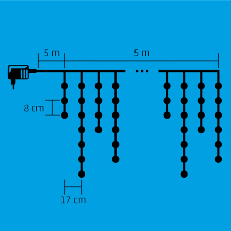 Somogyi Elektronic Perdea de lumină cu LED-uri, 150 LED-uri albe calde [1]