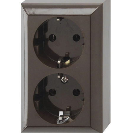 Produse temporar indisponibile - Somogyi Elektronic Priză cu împământare bidirecțională, de interior, Business Line IP20, maro