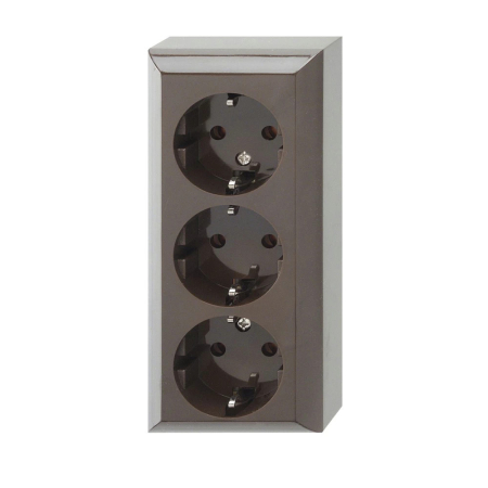 Produse temporar indisponibile - Somogyi Elektronic Priză cu împământare cu 3 căi, de interior, Business Line IP20, maro