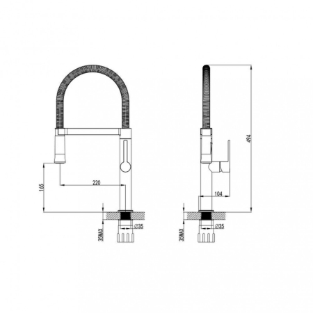 Wellis Baterie de chiuvetă cu arc și cap extractibil [1]