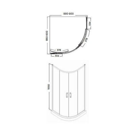Wellis Cabină de duș curbată Caprera 90x90 cm cu 2 uși glisante, fără cădiță de duș, cu strat de acoperire Easy Clean [3]
