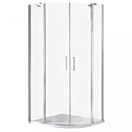 Baie - Wellis Cabină de duș curbată Scorpio 90x90 cm cu ușă batantă, fără cădiță de duș și finisaj Easy Clean