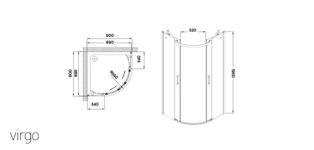 Wellis Cabină de duș curbată Virgo 90x90 cm fără cădiță de duș cu înveliș Easy Clean [2]