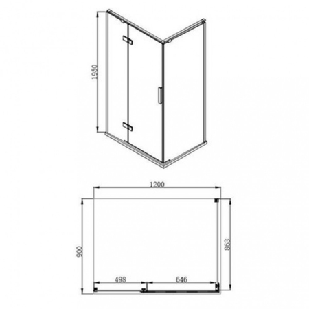 Wellis Cabină de duș Palmaria pătrată 90x120 cm, stânga, fără cădiță de duș, cu strat Easy Clean [2]
