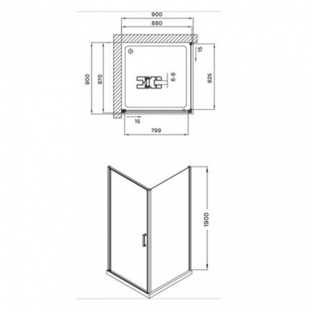 Wellis Cabină de duș pătrată Quadrum Black 90x90 cm fără cădiță de duș cu strat de acoperire Easy Clean [2]
