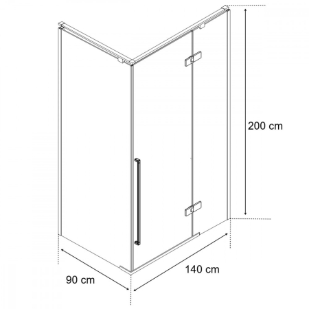 Wellis Cabină de duș pătrată Sorrento Plus 90x140, montată pe dreapta, cu finisaj Easy Clean [5]
