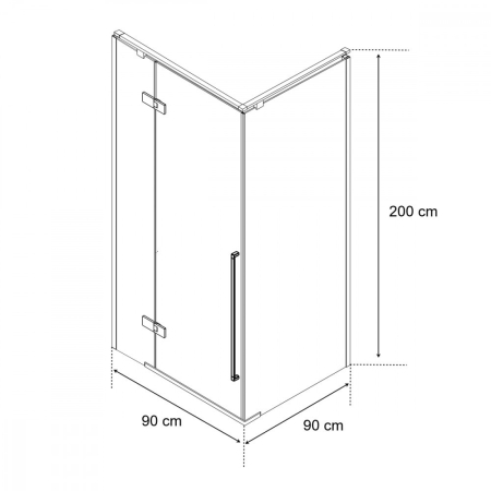 Wellis Cabină de duș pătrată Sorrento Plus 90x90 stânga cu înveliș Easy Clean [5]
