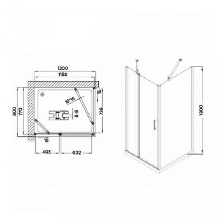 Wellis Cabină de duș pătrată Triton Black 80x120 cm fără cădiță de duș nano-acoperită [2]