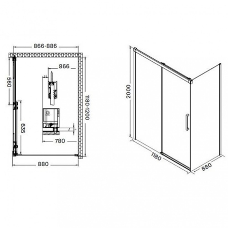 Wellis Fabio cabină de duș pătrată asimetrică fără tavă cu acoperire Easy clean 120x90x200 cm [2]