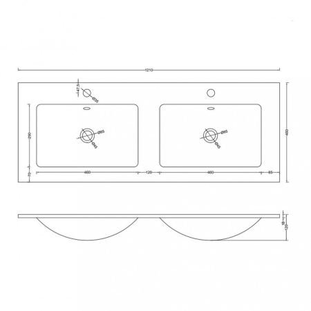 Wellis Lavoar dublu din marmură turnată Almeria [2]