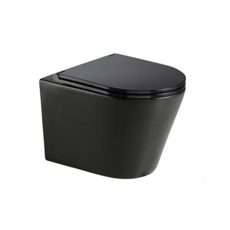 Baie - Wellis Toaletă Clement Black fără margini, montată pe perete, negru mat