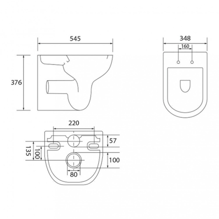 Wellis Toaletă Erin fără margini, montată pe perete [1]