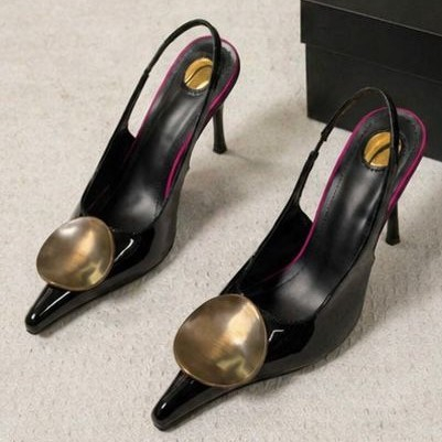 La Jefa Black Stilletos with gold accents [6]