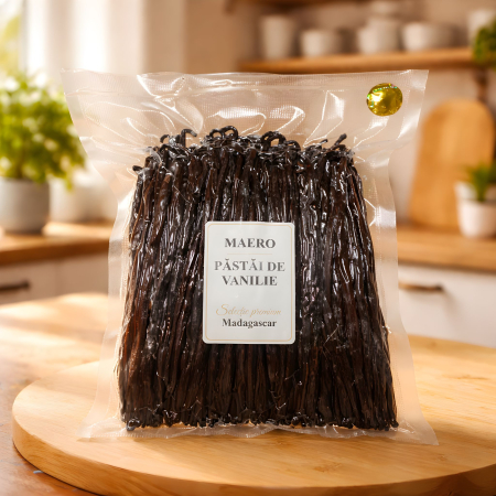 Vanilie BOURBON - 1 KG  - Pastai de Vanilie Gourmet din Madagascar – Bourbon - Calitate A , 100% Naturala (17–20 cm)