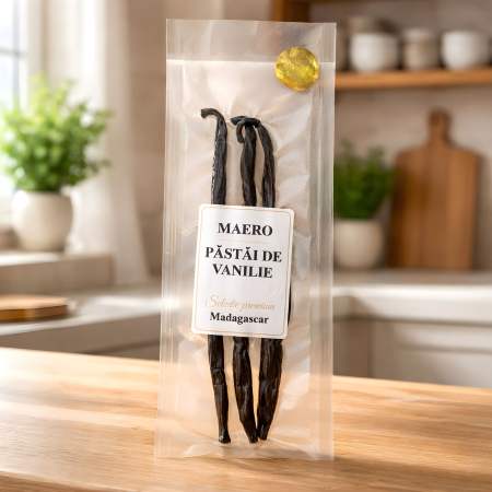 Vanilie BOURBON - 3 Bucati - Pastai de Vanilie Gourmet din Madagascar – Bourbon - Calitate A , 100% Naturala (17–20 cm)