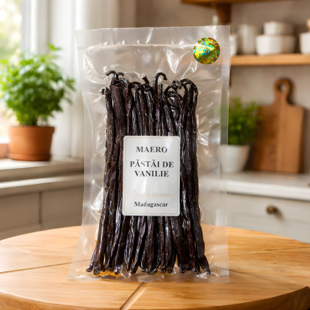 Vanilie BOURBON - 100 grame - Pastai de Vanilie Gourmet din Madagascar – Bourbon - Calitate A , 100% Naturala (17–20 cm)