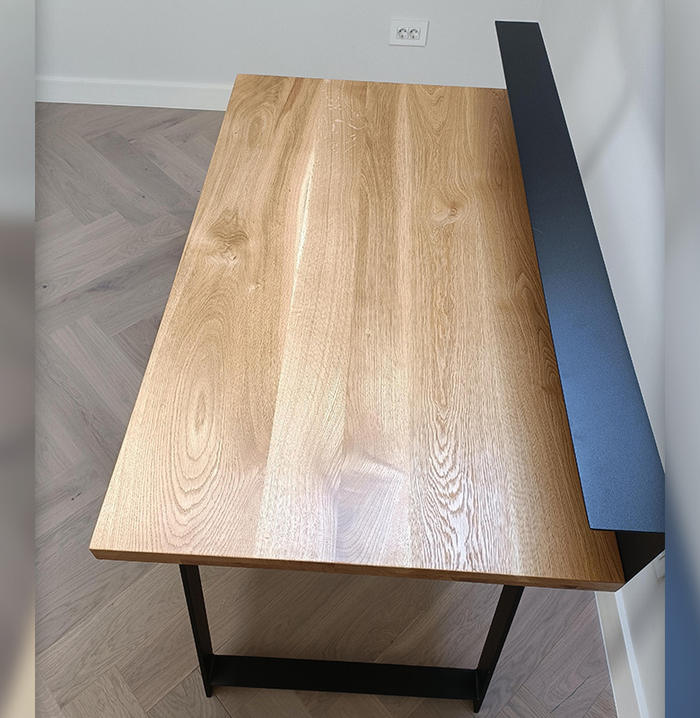 Birou Modern cu Blat din Lemn Masiv și Cadru Metalic – Design Industrial [3]