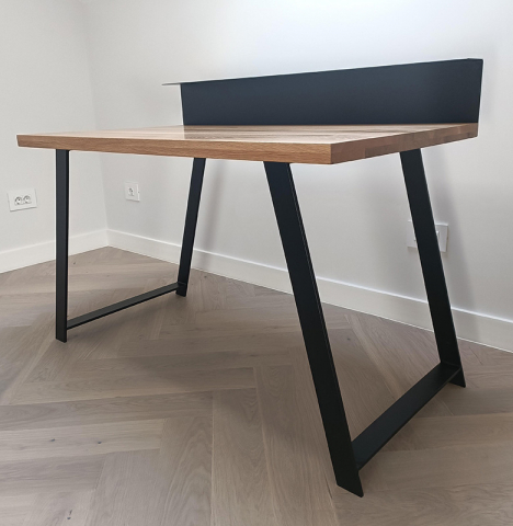 Birou Modern cu Blat din Lemn Masiv și Cadru Metalic – Design Industrial [1]