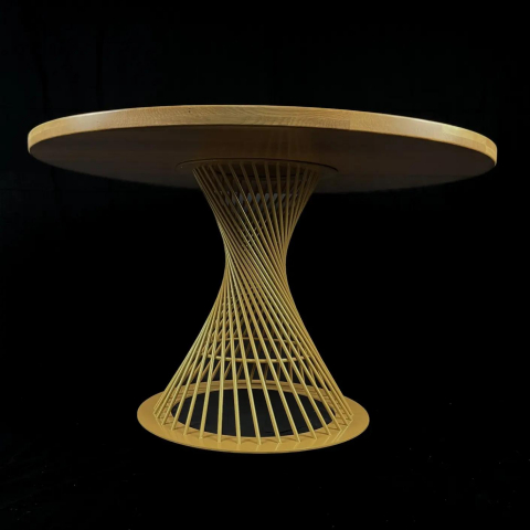 Mobilier Metalic - Masă de Living cu Blat din Lemn Masiv și Cadru Metalic – Stil Industrial & Modern