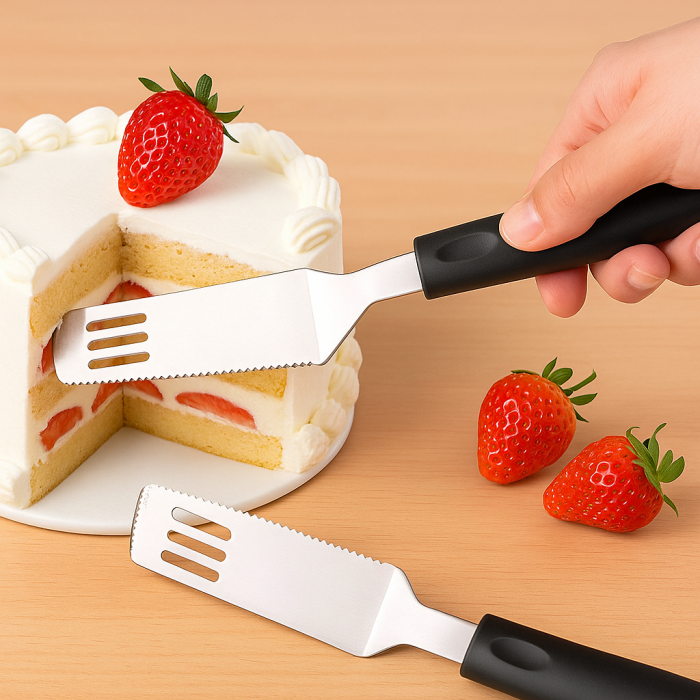 Cuțit-spatulă 2 în 1 inox pentru torturi și prăjituri servire felii elegante [2]