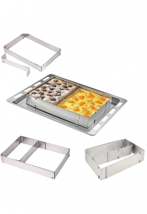 Formă reglabilă inox prăjituri și blaturi cu separator detașabil 34–52 cm [4]