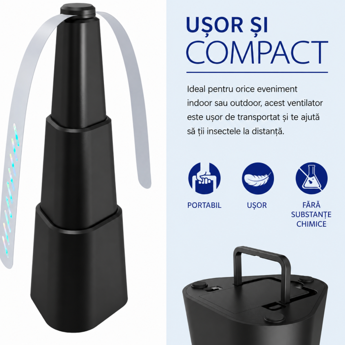 Ventilator anti-țânțari cu lame holografice portabil negru [7]
