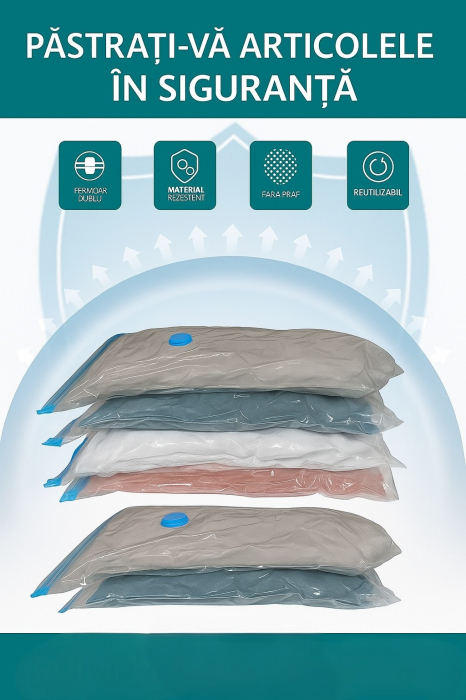 Set 5 saci vacuumabili cu pompă manuală pentru depozitare haine și lenjerii [2]