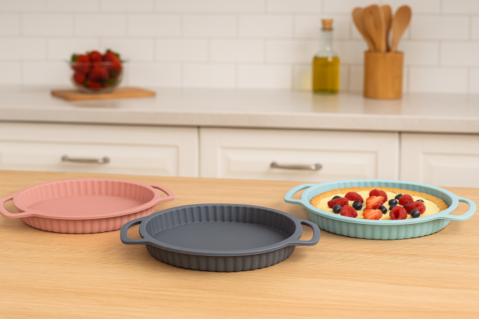 Tavă rotundă din silicon alimentar antiaderent pentru tarte și quiche [4]