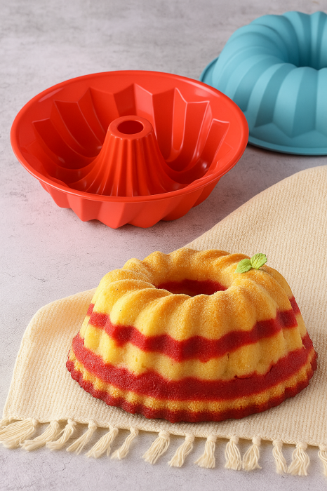 Formă spirală silicon prăjituri checuri 22 cm antiaderentă roșu albastru [2]