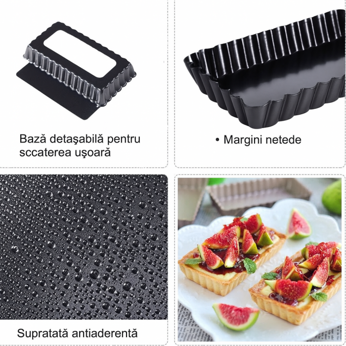 Formă dreptunghiulară mini tarte fund detașabil antiaderentă patiserie [2]