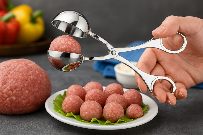 Clește inox pentru chifteluțe formă bile uniforme carne tocată și piure [2]