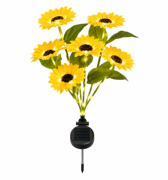 Lampă solară Floarea Soarelui cu 6 flori și lumină caldă [7]