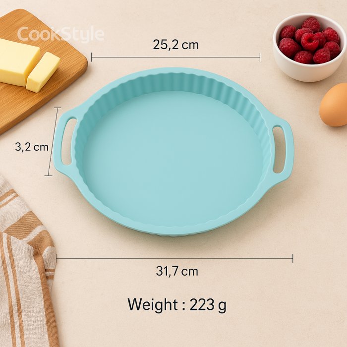 Tavă rotundă din silicon alimentar antiaderent pentru tarte și quiche [2]