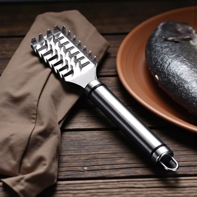 Răzuitor solzi pește inox 20 cm ustensilă bucătărie profesională [4]
