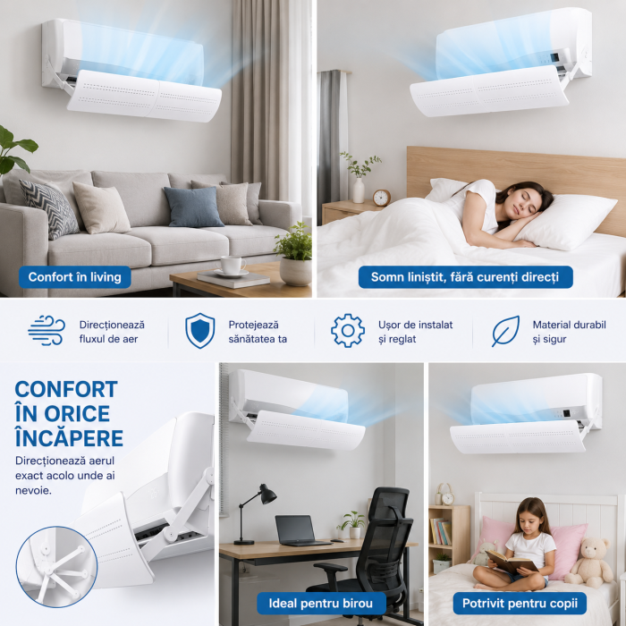 Deflector reglabil pentru aer condiționat 56-108 cm din ABS alb [4]